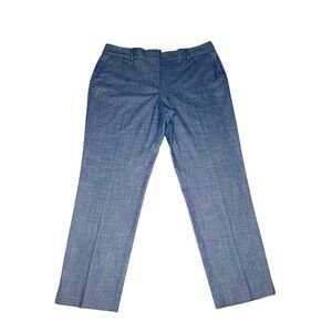 Talbots Hampshire Ankle Pants 16 Sharkskin Blue Straight Leg High Rise Business